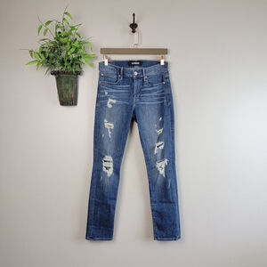 Express 4 S Super Skinny Mid Rise Medium Wash Performance Stretch Legging Jeans